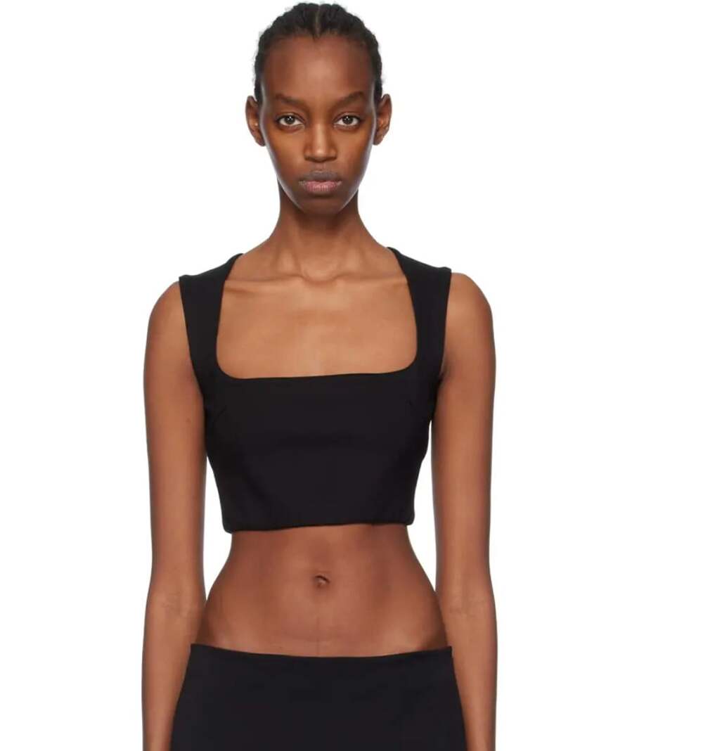 Guizio Celestial Tank Top in Black Size XS Cropped Square Neck